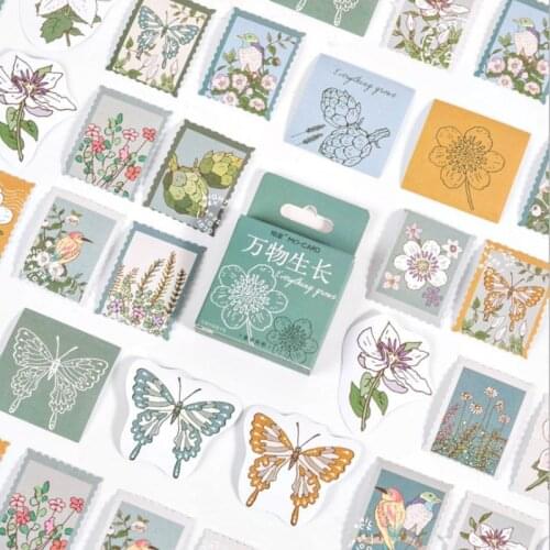 46pcs per box Flower Scrapbooking Stickers Self-adhesive DIY Decoration Diary Stickers planner