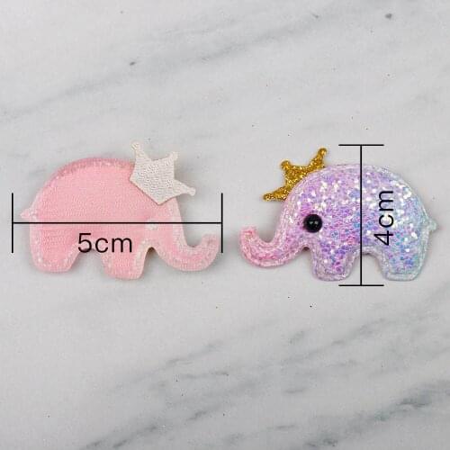 IBOWS 5pcs Glitter Leather Paded Patches Cartoon Crown Whale Elephant Appliques for Baby Clothes Hair Clips Ornament Metarials
