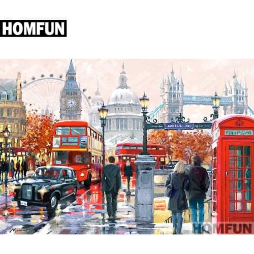 HOMFUN Full Square/Round Drill 5D DIY Diamond Painting "London street" Embroidery Cross Stitch 5D Home Decor Gift A01569