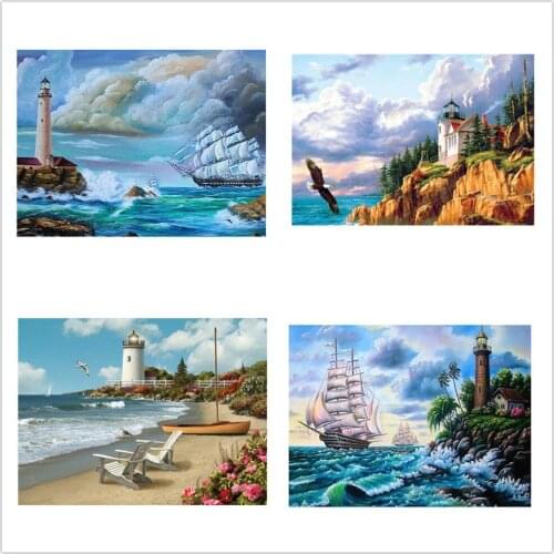 Diamond Painting Full Square/Round Diamond "Sea Ship" Pattern Embroidery Cross Stitch 5D Rhinestone Painting