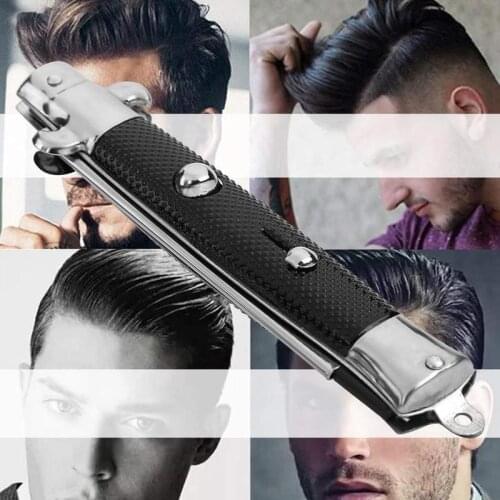 Automatic Folding Knife Comb for Men Hair Trimmer Butterfly Mens Pocket Comb Steel Spring Jump Brush Styling Tools
