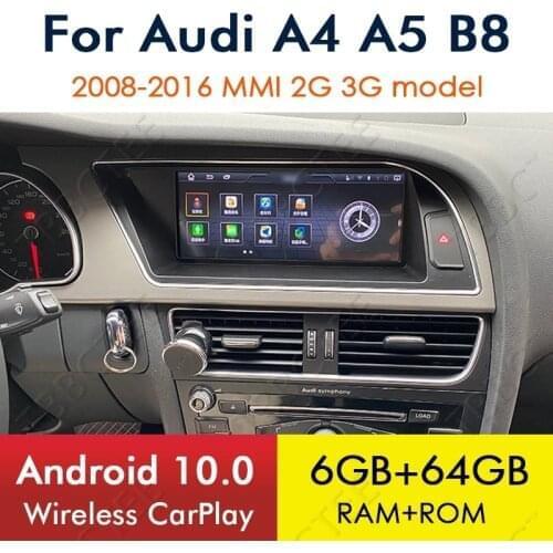Android 10 Wireless CarPlay 8+64GB For Audi A4 A5 B8 RHD 8K 2008~2016 Car Multimedia Player MMI 2G 3G GPS Navigation BT WiFi