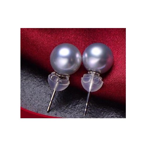 Free shipping >>>>noble jewelry charming luster 9mm south sea grey pearl earring