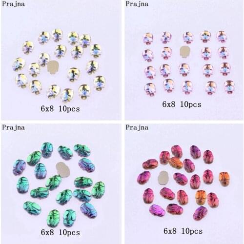 Prajna Free Shipping Glass Nail Art Skull Head Rhinestones Rhinestone Decoration Crystal AB Glue On Personalized DIY Glit 10PC F