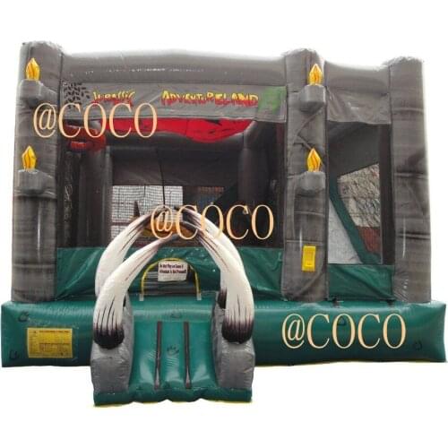 Free air ship to door,5x4m Jurassic Adventure Inflatable Bounce House Combo, 2019 new Jumping Castle bouncer slide