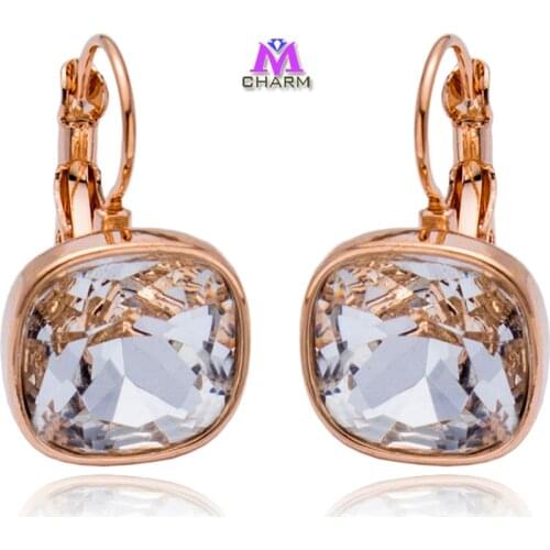 Brand Original!Nickle Free Square Clear Austrian Rhinestone SWA Crystal Feast Drop Jewelry Earrings For Women,Wholesales E0424-5