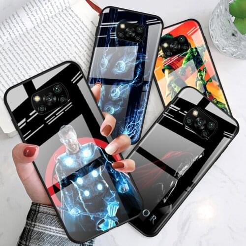 Tempered Glass Luxury Cover Marvel Thor Cool For Xiaomi POCO F3 F2 X3 NFC X2 M2 Pro Shockproof Shell Phone Case
