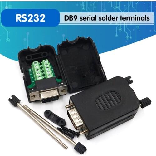 DB9 serial COM transfer-free solder terminals RS232 female connector with back side screw DIY