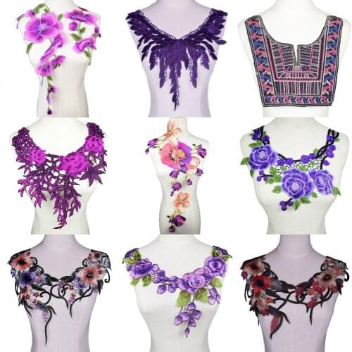 Purple Lace Flower Lace Fabric Sewing Nmbroidery Lace Neckline Collar Applique DIY Accessory Scrapbooking