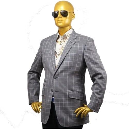 Custom tailor made Mens bespoke suits business formal wedding ware bespoke 2 piece Jacket coat pant grey window plaid wool