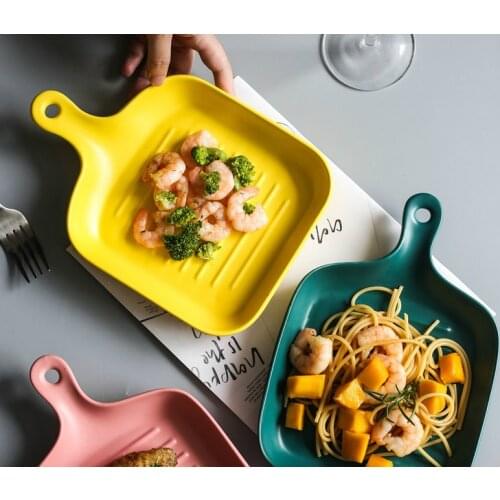 Ceramic Oven Baking Plate With Handle Kitchen Dishes Dinner Plates