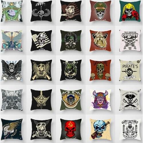 Classic Print Pillow Cover Sugar Skull Decor Bedroom Cushion Case Linen Printed Home Decoration Car Bed Cushion Cover Almofadas