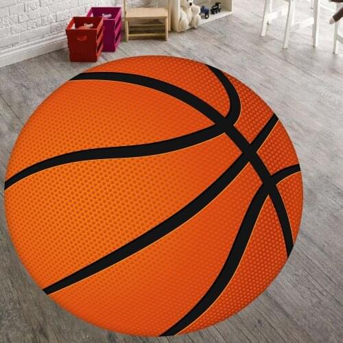 Basketball World 17 Patterned Round Carpet, Non Slip Floor Carpet, Area Rug, Game Carpet