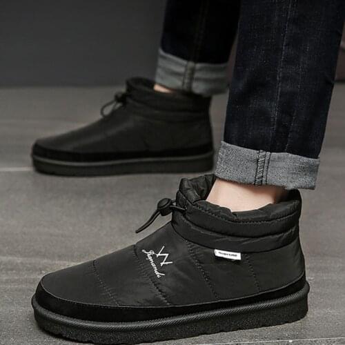 2021 Men Winter Boots Fashion Warm Men Shoes Solid Color Men Ankle Boots Slip On Sneakers Round Head Male Platform Shoe Big Size