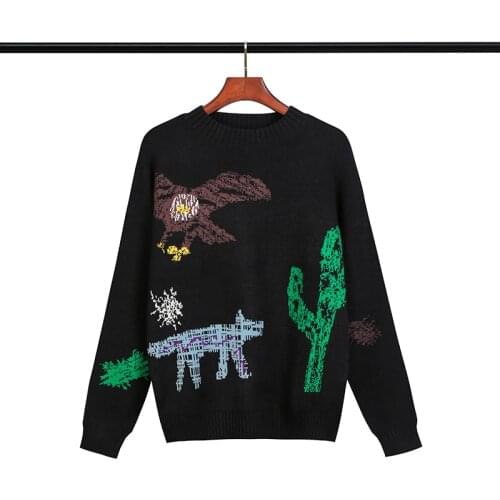 Runway Sweater knitted men autumn winter 2020 casual Animal vintage oversize Pullovers 220728