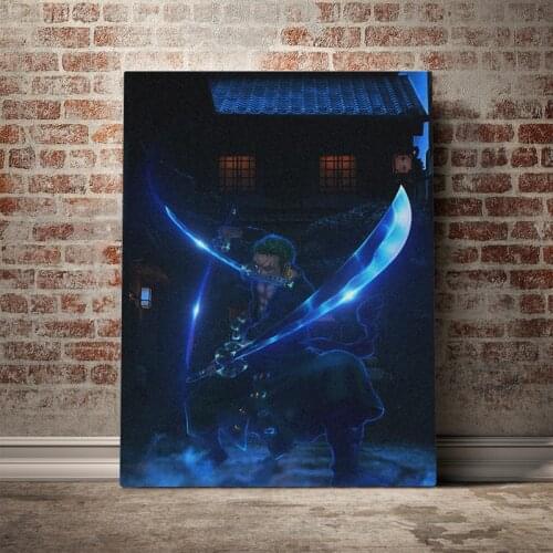 Wall Art Poster HD Prints Roronoa Zoro Modular Pictures One Piece Canvas Painting Anime Home Decoration For Living Room Framed