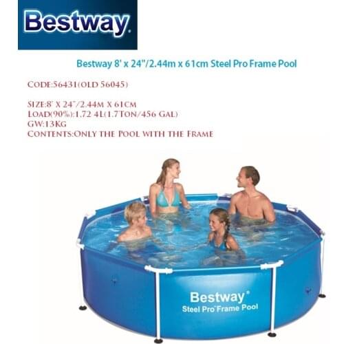 No Stock! 56431 Bestway 244x61cm Swimming Pool 8'x2' Outdoor Round Frame-supported Paddling Pool For Whole Family