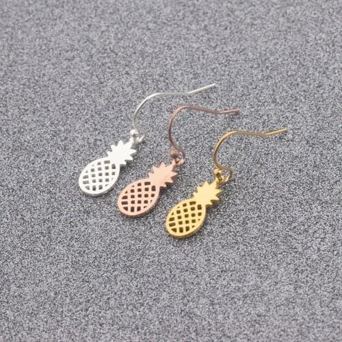 2019 New Arrival Elegant Cute Fruit Brushed Pineapple Drop Earrings Dainty Minimalist Post Earrings Girls Jewelry Birthday Gift