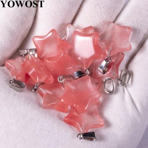 Wholesale 10Pcs Fashion Assorted Natural Stone Watermelon Crystal Dangle Star Beads Charms Pendants For Jewelry Making QV0009