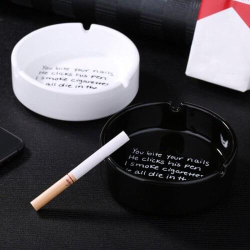 European Style Black White Color Ashtray Round Shape Ash Tray Home Decoration Household Cigarette Smoking Holder
