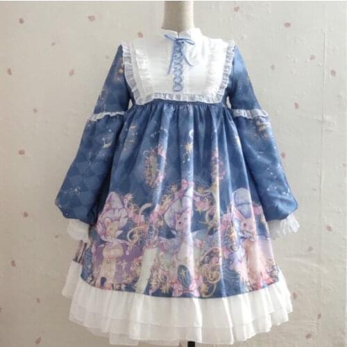 NONSAR Sweet Lolita Maid Long Sleeve Dress High Waist OP Dress