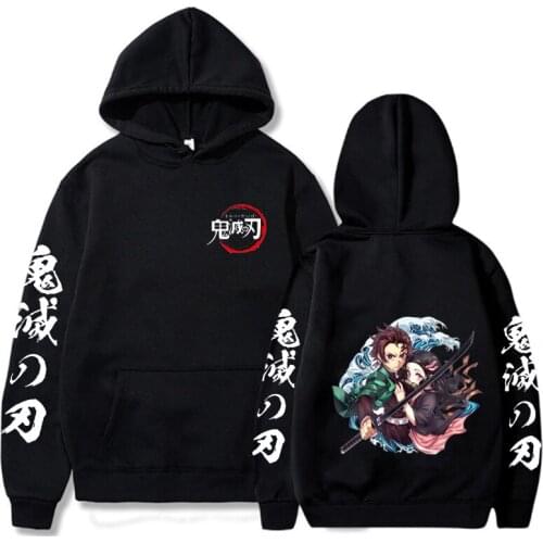2021 Hot Anime Hoodie Demon Slayer Long Sleeve Loose Kamado Tanjirou Kamado Nezuko Harajuku Pullover Sweatshirt