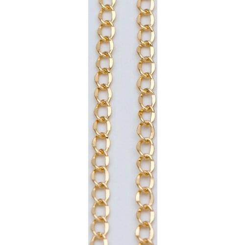 Gold plated Brass Curb Chains 3.3mm, DIY Necklace Findings Wholesale (#LK-277)/ 1 Meter=3.3 ft