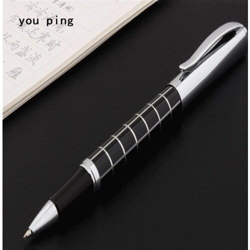 High quality 043 Platinum hat Black grid line Business office Rollerball Pen School student stationery Supplies Ballpoint Pens