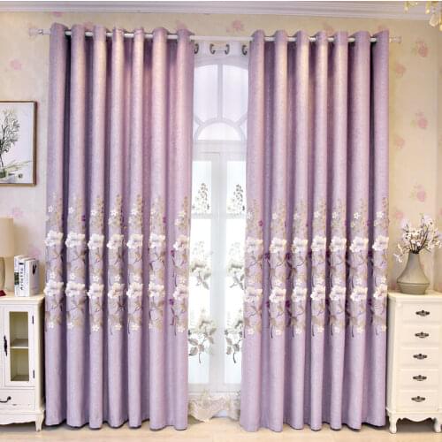 NewPurple Luxury Beautiful Girl Princess Style Flower Jacquard Chenille Embroidery Curtains For Living Bedroom Dining Room