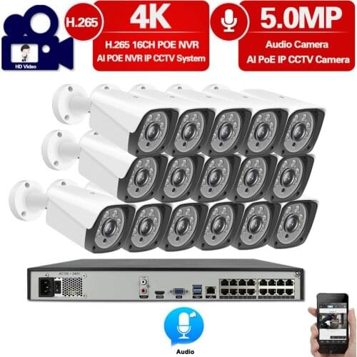 H.265 5MP CCTV Camera Security System 16CH 4K POE NVR Kit Motion Detection POE IP Camera Video Surveillance System Set 8CH XMEYE
