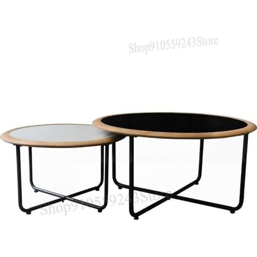 Modern And Simple Small Apartment Living Room Sofa Tempered Glass Combination Wrought Iron Coffee Table Light Luxury Nordic Soli