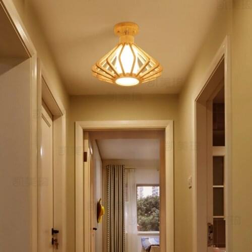 Japanese Style Wood Ceiling Light Beside Lamp For Living Room Nordic Wooden Lamps Hallway Corridor Aisle Creative Hallway Light