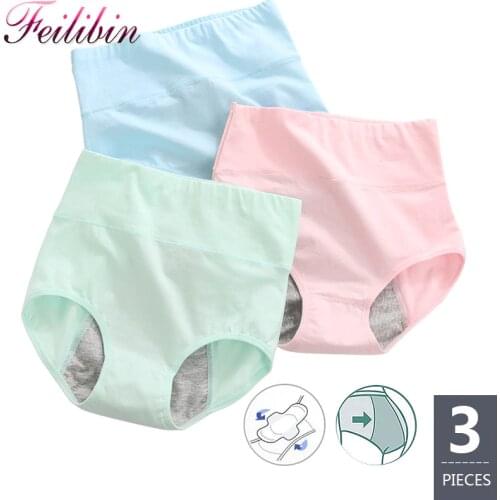 ZJX 3Pcs/lot Panties Women Physiological Briefs High Waist Leakproof Menstrual Period Sexy Underwear Healthy Cotton Pants