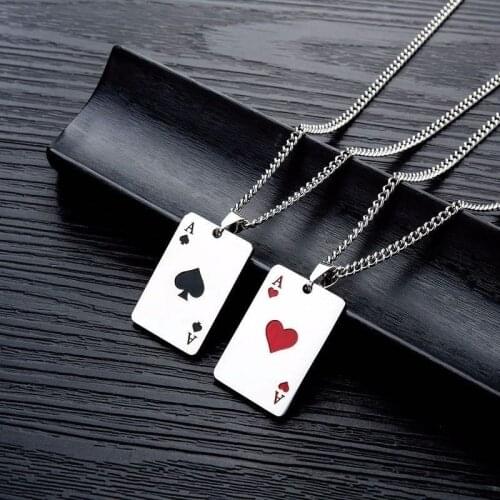 Hip Hop Personality Poker Mens Trend Necklace Ladies Lucky Poker Stainless Steel Pendant Fashion Punk Party Jewelry Accessories