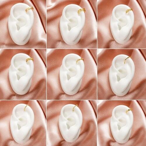 Vintage Simple Chain C-shaped Copper Metal Ear Clip for Women Gold Color Pierced Cuff Earrings Kpop Fashion Jewelry New 2021