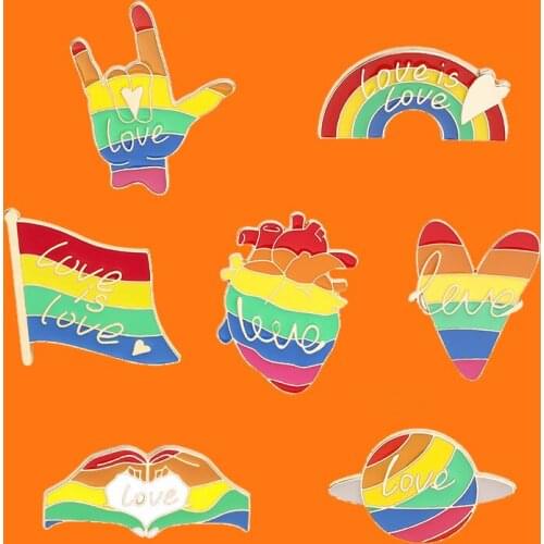 Love Is Love Rainbow Enamel Pins Collect GLBT Flag Metal Cartoon Brooch Backpack Lapel Badges Men Women Fashion Jewelry Gifts