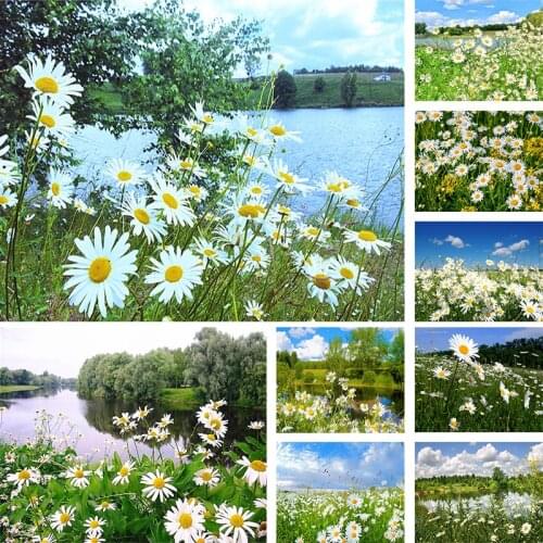 ZOOYA-Home Decoration Round Diamond Mosaic Picture Cross Stitch Gift Diamond Embroidery Daisy Landscape