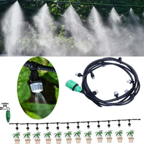 1 Sets Fog Nozzles Irrigation System Portable Misting Automatic Watering 10m Garden Hose Spray Head With 4/7mm Tee And Connector