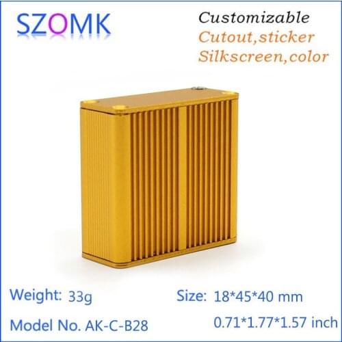 1 pc, 18*45*40mm free shipping gold diy szomk aluminum electronics enclosure project box gps tracker aluminum extrusion case