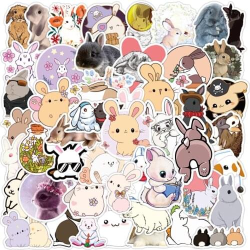 10/30/50PCS Cute Rabbit Cartoon Stickers Bike Skateboard Guitar Laptop Luggage Classic Toys Graffiti Decals Kids Gift Sticker