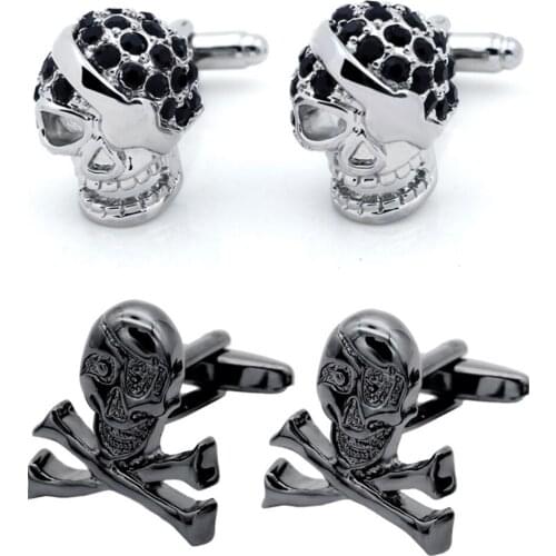 10pairs/lot Halloween Gift Ghost Skeleton Cufflinks Rhinestone Skull Head Cuff Links Costume Party Mens Jewelry Accessory
