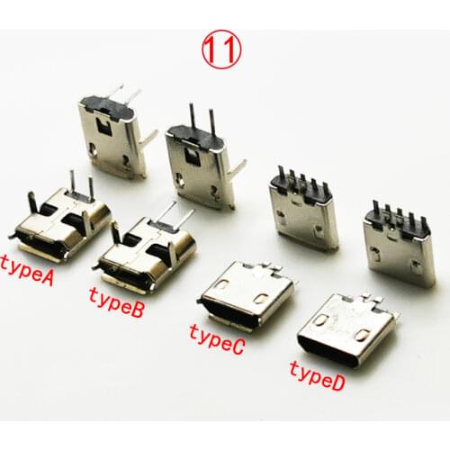 10PCS PCS Micro USB 2Pin DIP & 2Pin SMT Socket Female Power Jack Connector For Phone Tail Charging Port