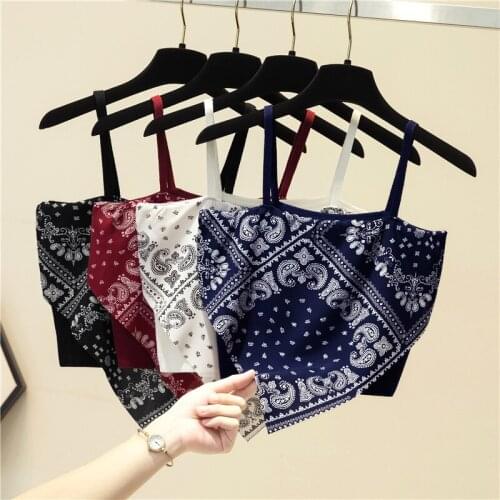 2021 Summer Women Vintage Print Spaghetti Strap Tank Top Cami Crop Top y2k Fashion Clothes Slim Camisole Streetwear Dropshipping