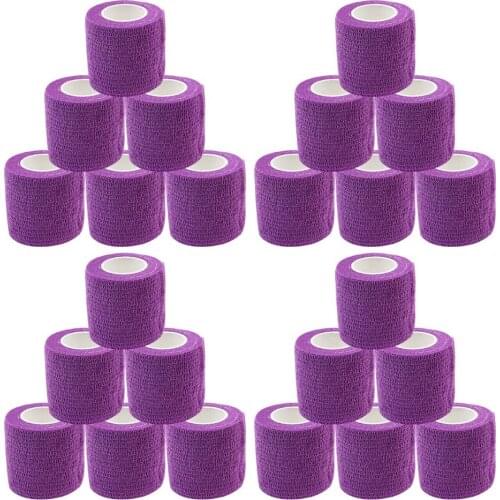 24pcs Purple Tattoo Grip Bandage Cover Wraps Tapes Nonwoven Waterproof Self Adhesive Finger Wrist Protection Tattoo Accessories