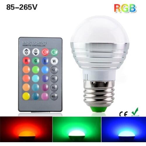 3W RGB Bulb LED Colorful E27 with Remote Control Lights Lighting Use Home Party Bar Hotel Stage