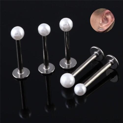 5pcs 16G 6/8/10mm White Pearl Labret Lip Ring Ear Piercing Oreja Nose Piercing Helix Piercing Tragus Earrings Sex Nose Ring Stud