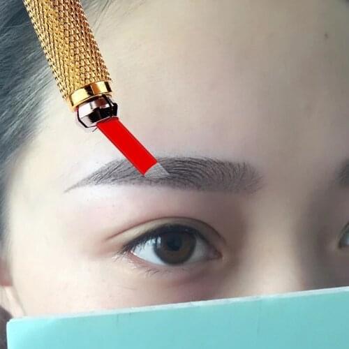 50 pcs 12F FLAT SHADING Microblading 14F Needles Permanent Makeup Manual Eyebrow Blade 12 PIN Microblade agujas tattoo