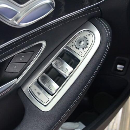 ABS Chrome For Mercedes Benz GLC 2016 2017 2018 Accessories Auto Door And Window Glass Lifting Switch Cover Trim Car Styling