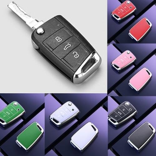TPU Car Key Case Cover For Volkswagen VW Polo Golf 7 MK7 Tiguan passat For Skoda Octavia Kodiaq Karoq For Seat Ateca Leon