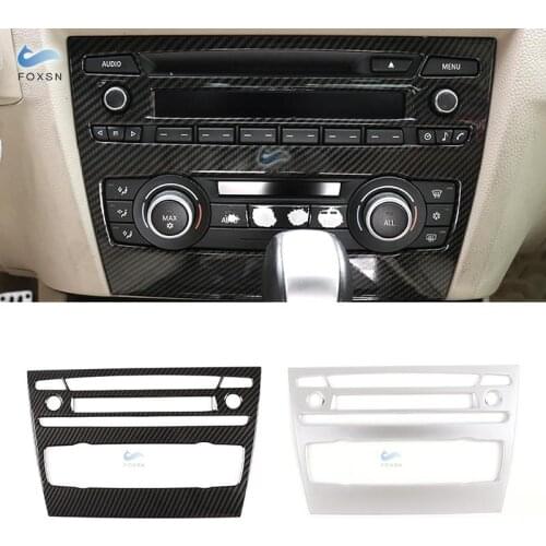 For BMW 3 Series E90 2005 - 2010 2011 2012 Carbon Fiber Texture Car Center Control Volume Air Condition Knob Frame Cover Trim
